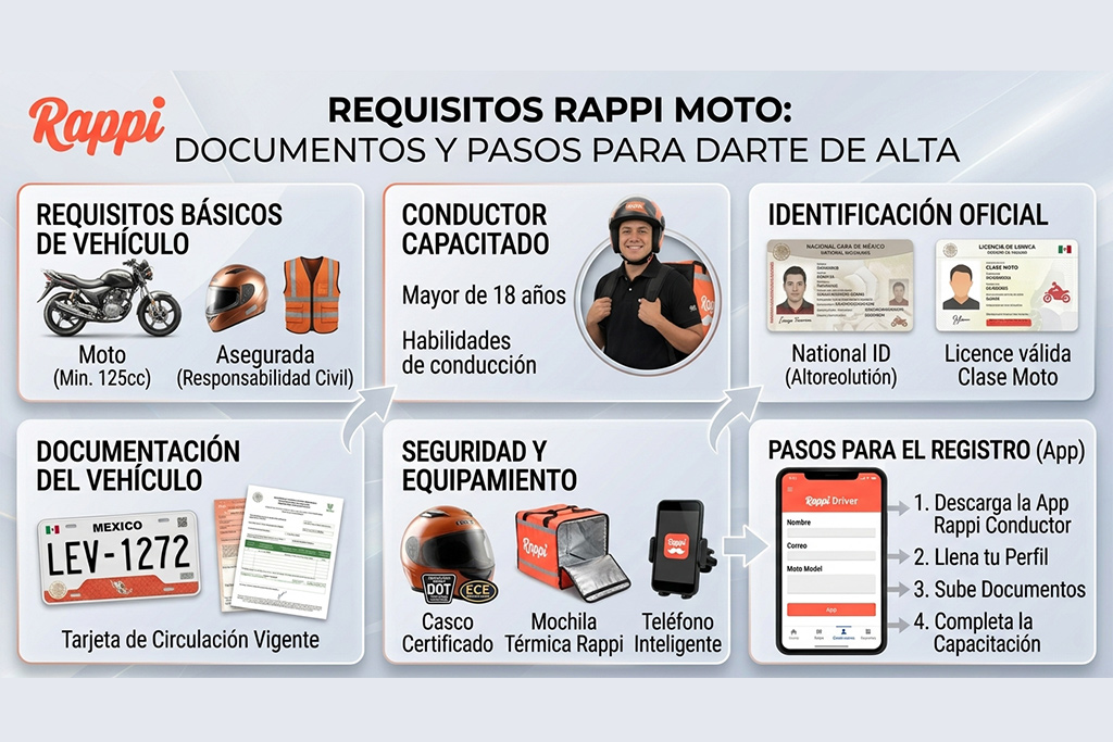 Requisitos de elegibilidad para repartidor Rappi moto en México
